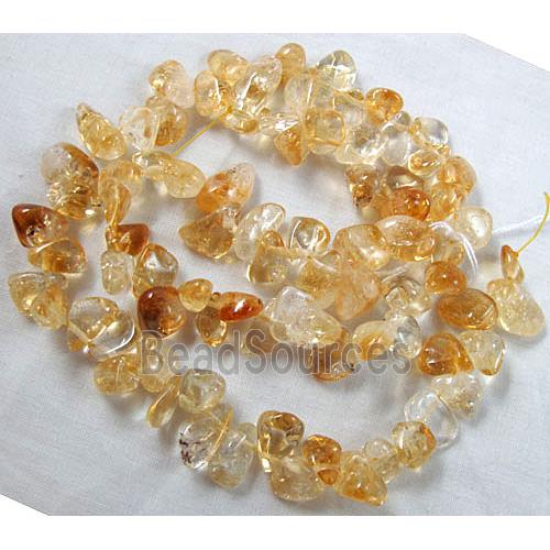 Citrine beads, freeform Teardrop, Tip-Drilled