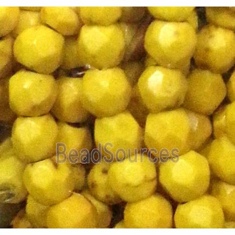 yellow synthetic Turquoise beads, faceted round