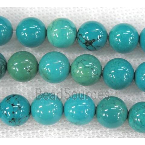 round turquoise beads, blue treated