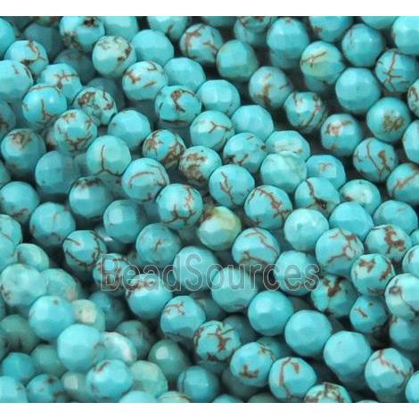 tiny turquoise bead, faceted round