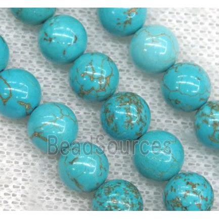 Chinese Hubei Turquoise Beads, round, blue