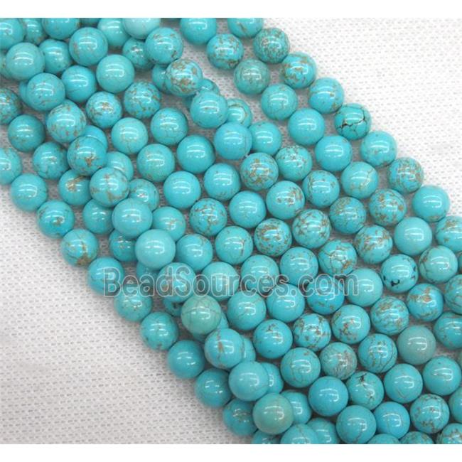 Chinese Hubei Turquoise Beads, round, blue