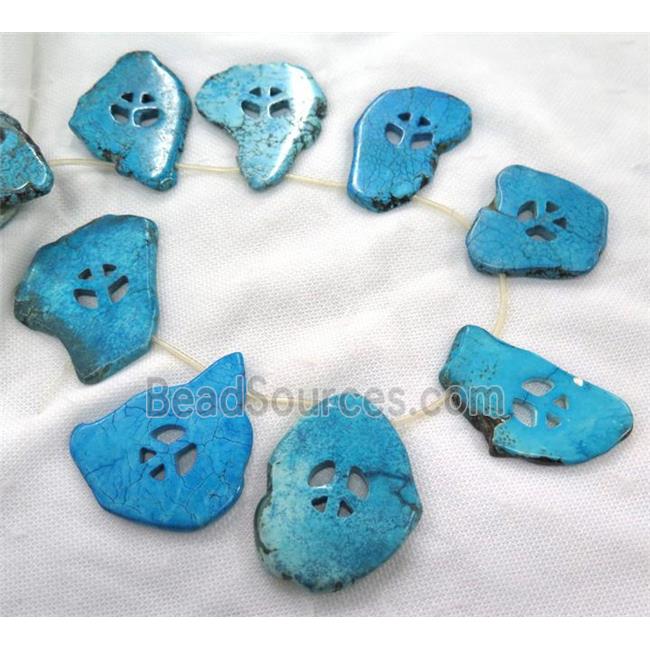 Blue Magnesite Turquoise Slice Beads Peace Sign Topdrilled