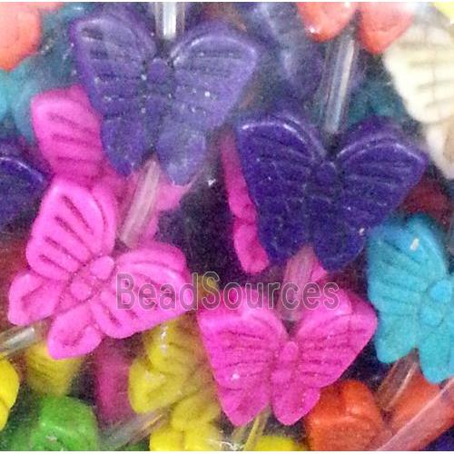 synthetic Turquoise butterfly beads, mix color