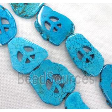 Blue Magnesite Turquoise Slice Beads Peace Sign