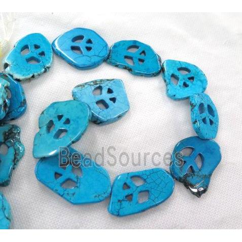 Blue Magnesite Turquoise Slice Beads Peace Sign