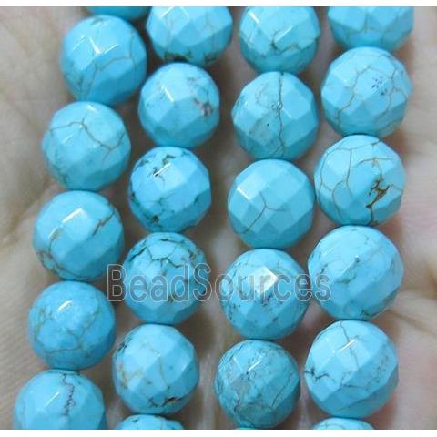 blue Assembled Turquoise beads, faceted round