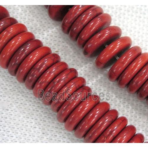 turquoise heishi beads, red dyed