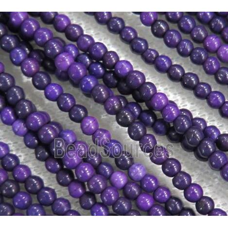 purple synthetic Turquoise beads, round