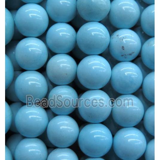 Natural Chinese Hubei Turquoise Beads, round, blue