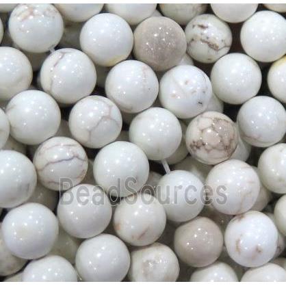 white Assembled Turquoise beads, round