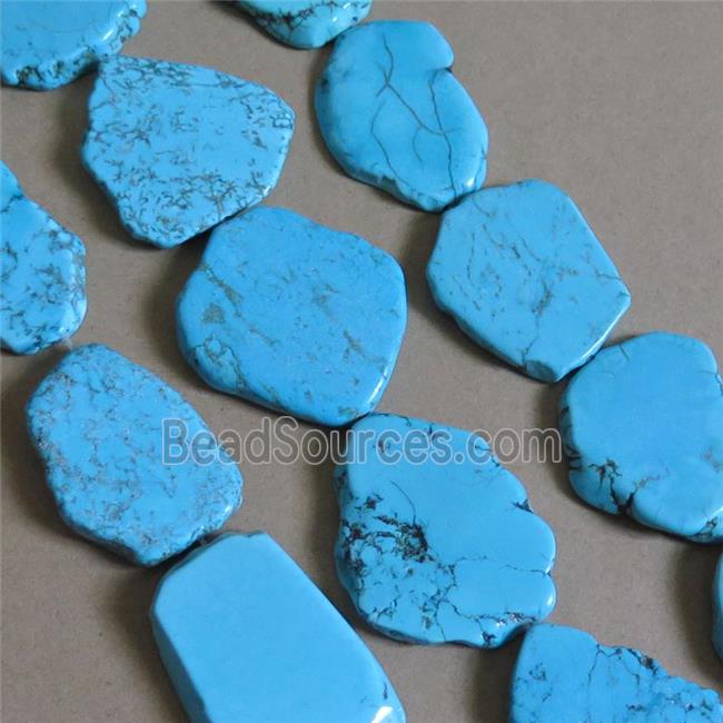 blue magnesite Turquoise slice beads, freeform