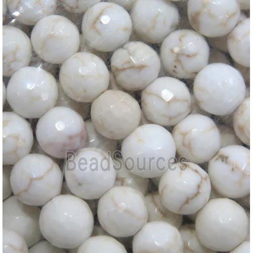 white Assembled Turquoise beads, faceted round