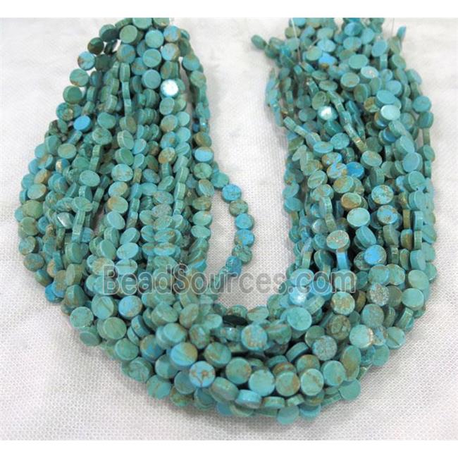 green Turquoise beads, flate round