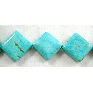 Chalky Turquoise beads, Corner-Drilled Rhombus