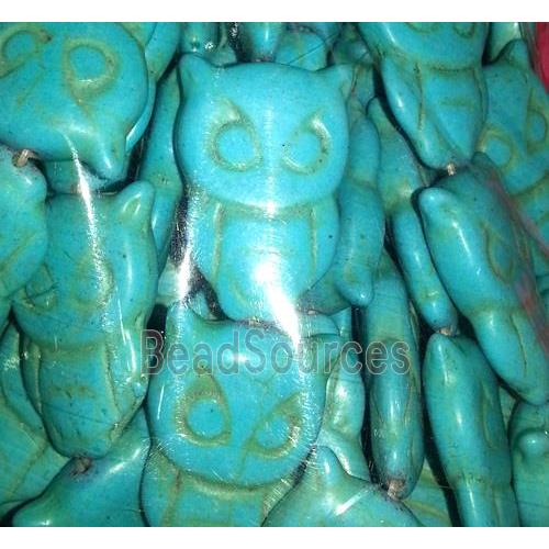 blue owl turquoise beads, synthetical