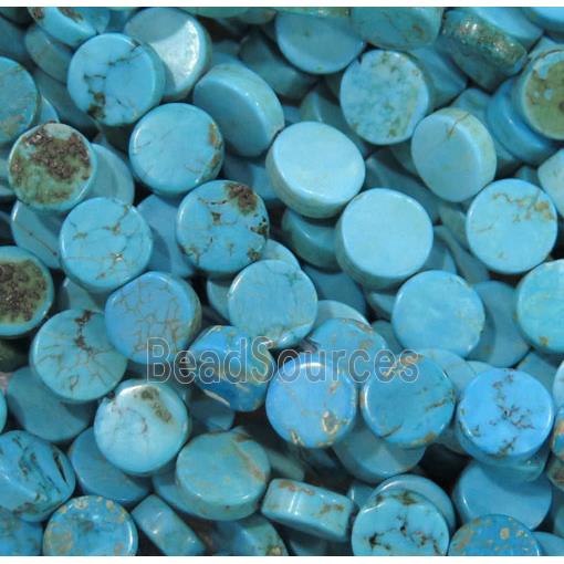 blue turquoise beads, flat round