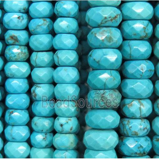 blue Magnesite Turquoise beads, faceted rondelle