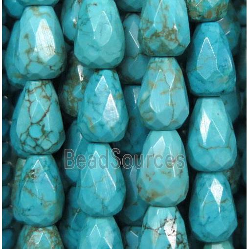 bule turquoise bead, faceted teardrop