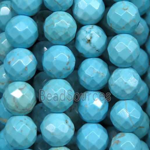 faceted round blue Turquoise beads