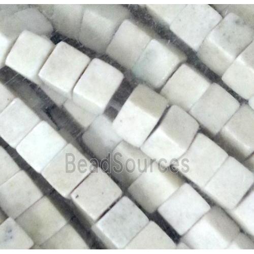 white turquoise beads, cube, stabilized