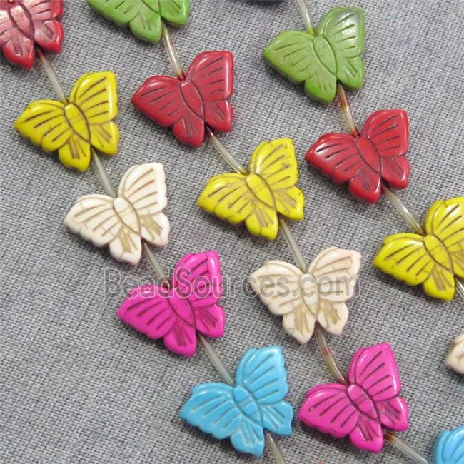 synthetic Turquoise butterfly beads, mix color