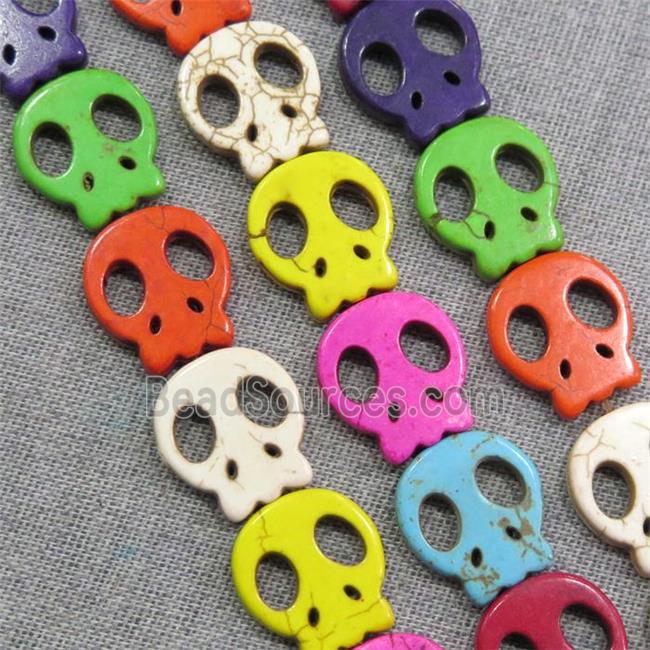 synthetic Turquoise skull beads, mix color