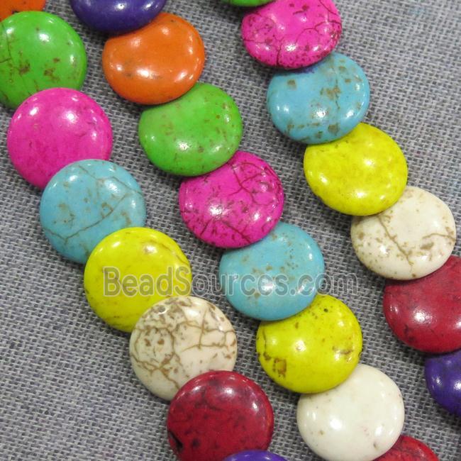 synthetic Turquoise circle beads, mix color