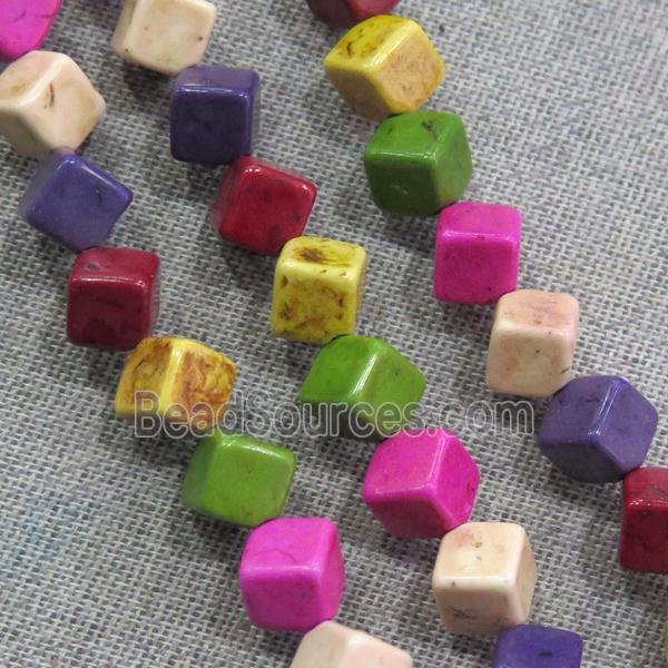 synthetic Turquoise cube beads, mix color