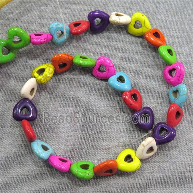 synthetic Turquoise heart beads, mix color