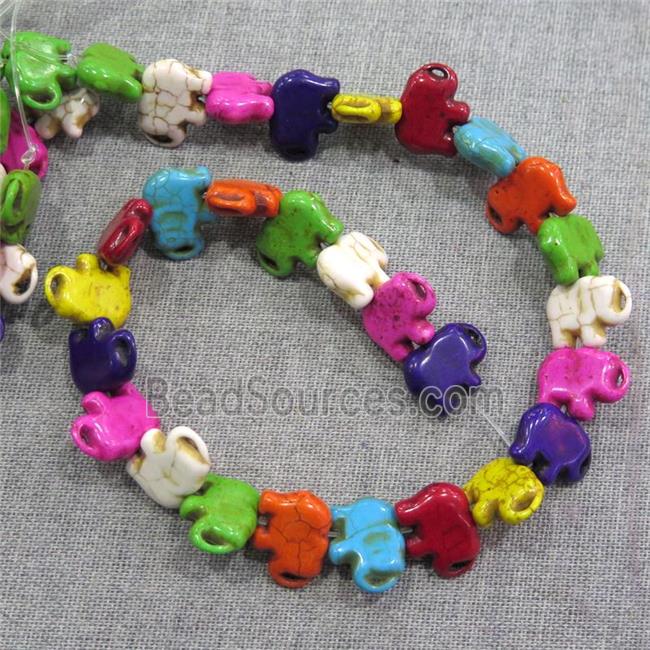 synthetic Turquoise elephant beads, mix color