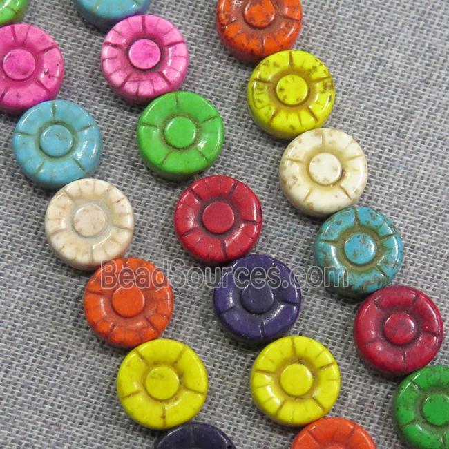 synthetic Turquoise daisy beads, mix color