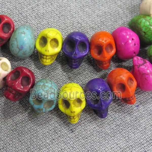 synthetic Turquoise skull beads, mix color