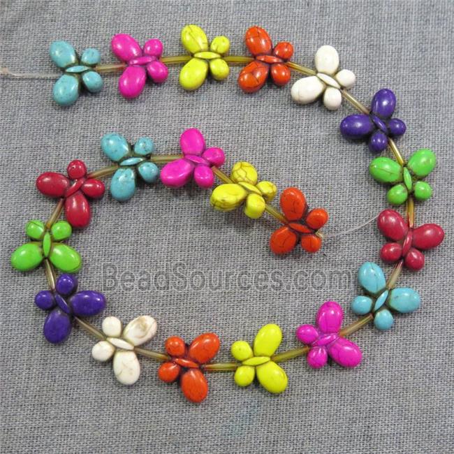 synthetic Turquoise butterfly beads, mix color