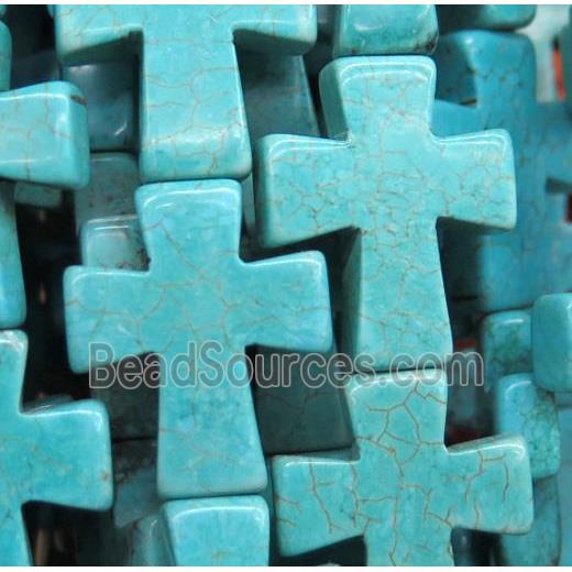 turquoise cross bead, blue