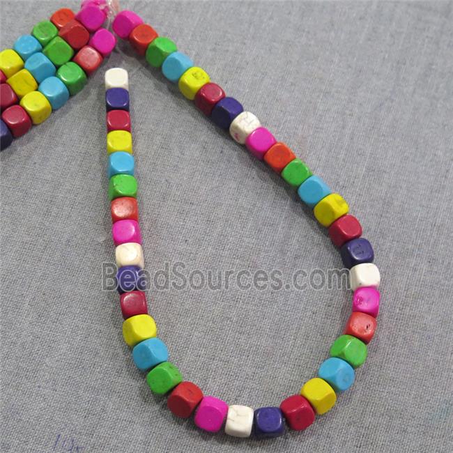 synthetic Turquoise cube beads, mix color