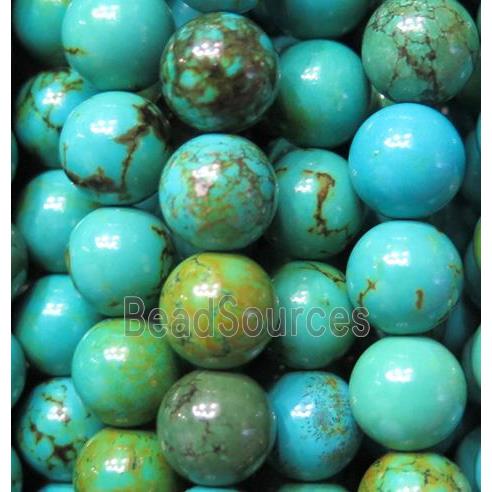 round Turquoise beads, blue, stabilized