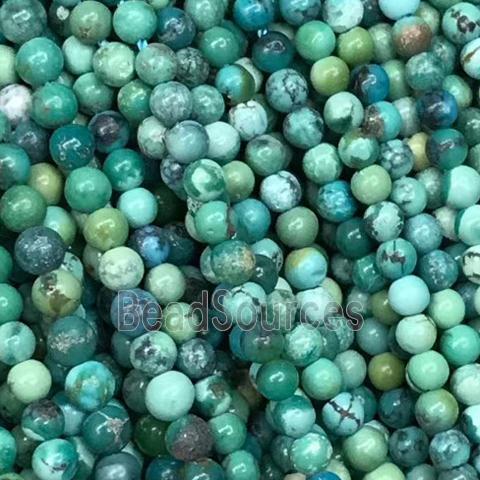 natural Hubei Turquoise beads, round, B-grade