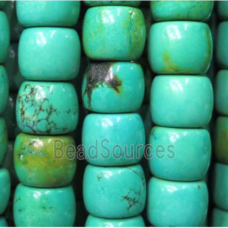 stabilized Turquoise bead, barrel, blue