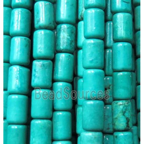 blue Turquoise bead, tube, stabilized