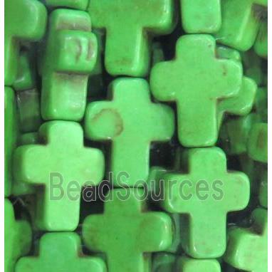 green synthetic Turquoise cross beads