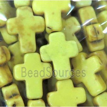 yellow synthetic Turquoise cross beads