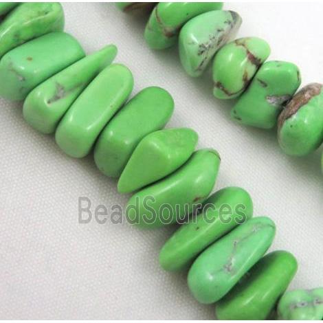 turquoise chips bead, freeform, green