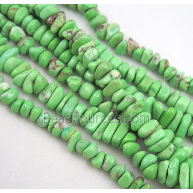 turquoise chips bead, freeform, green