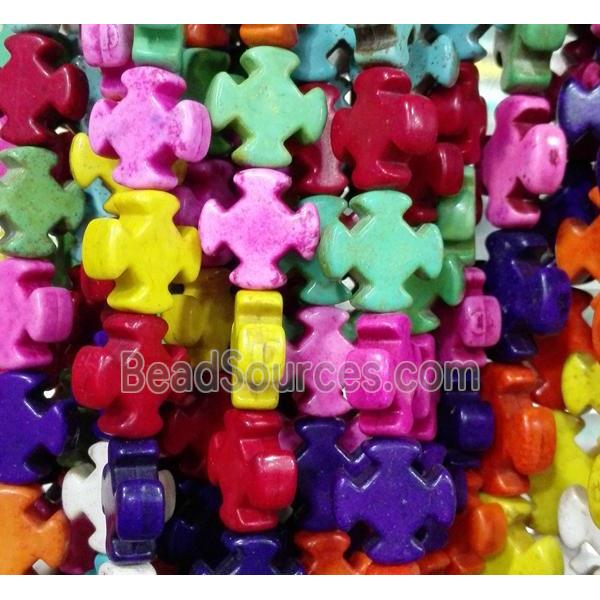 synthetic Turquoise cross beads, mix color