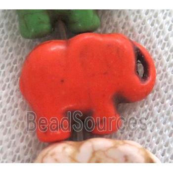 orange synthetic Turquoise elephant beads