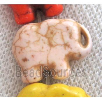 white synthetic Turquoise elephant beads