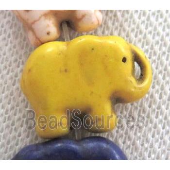 yellow synthetic Turquoise elephant beads