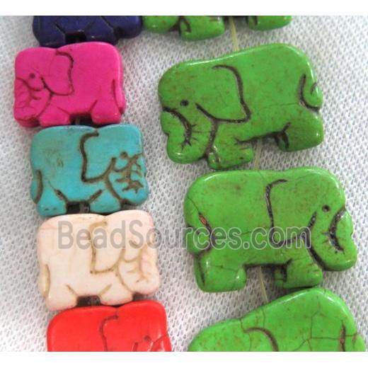 synthetic Turquoise elephant beads, mix color