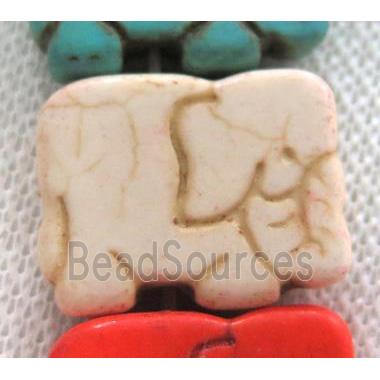 white synthetic Turquoise elephant beads